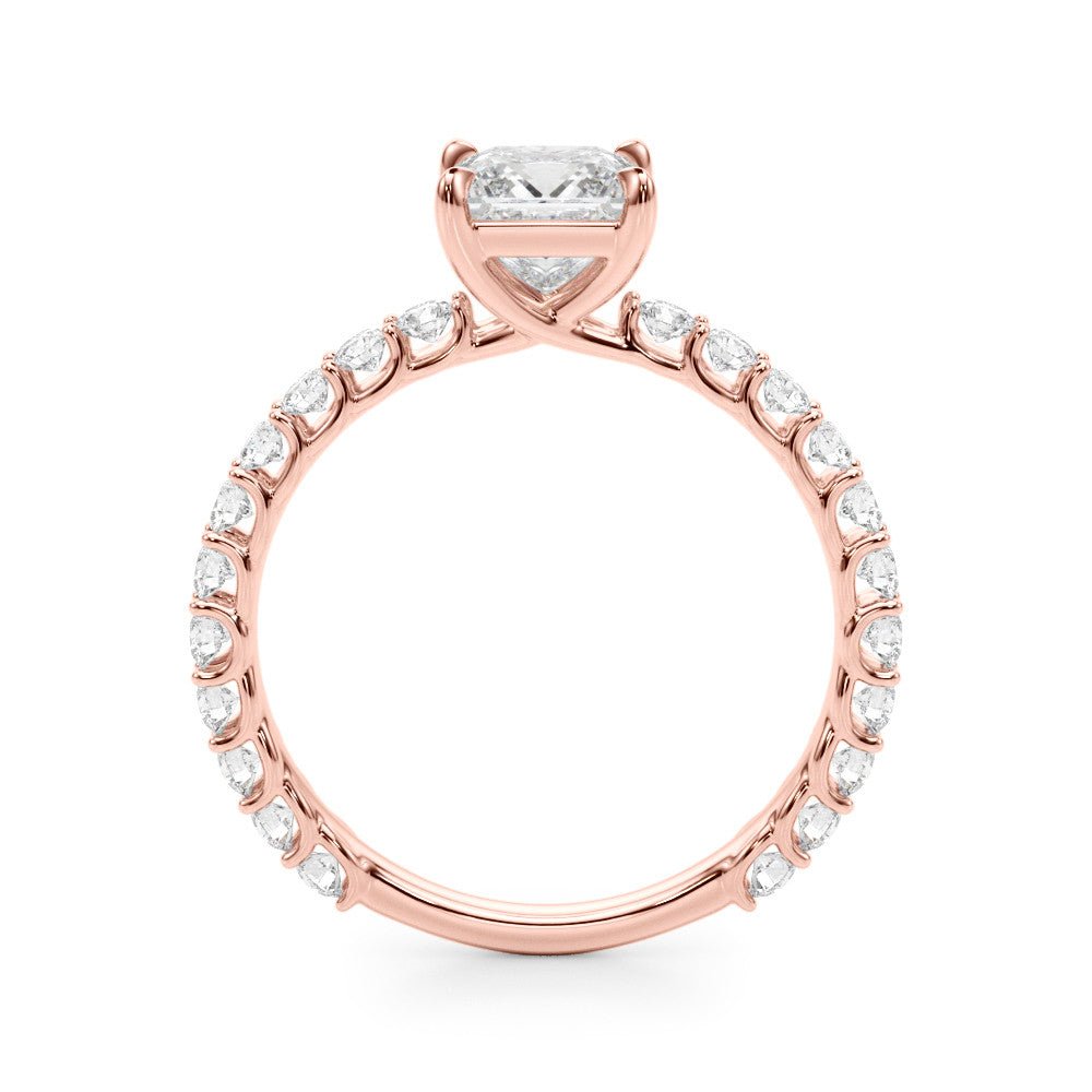 Princess Cut Diamond Ring Rose Gold Side View