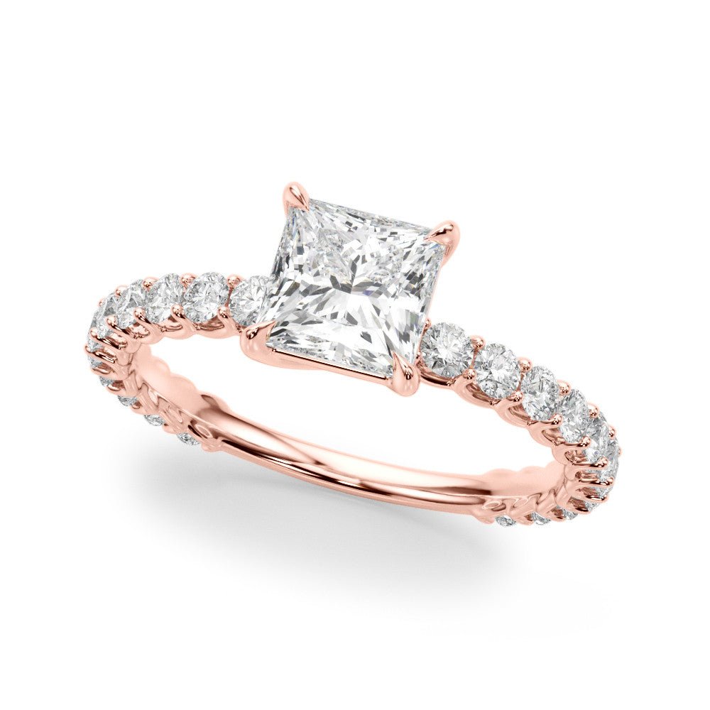 Princess Cut Diamond Shared Prong Ring Rose Gold
