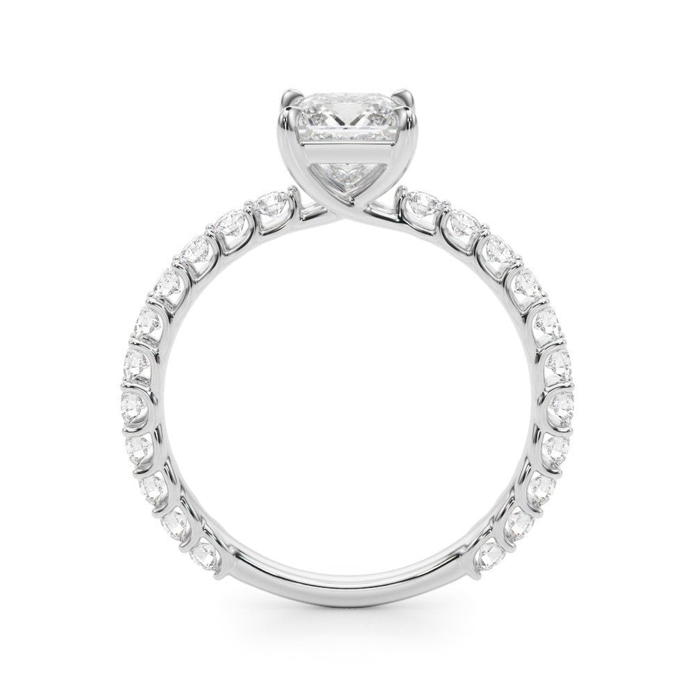 Princess Cut Diamond Shared Prong Ring Side View