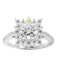 Princess Cut 1/2 Eternity Round Pedal Halo Engagement Ring