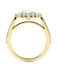 Princess Cut 1/2 Eternity Round Pedal Halo Engagement Ring