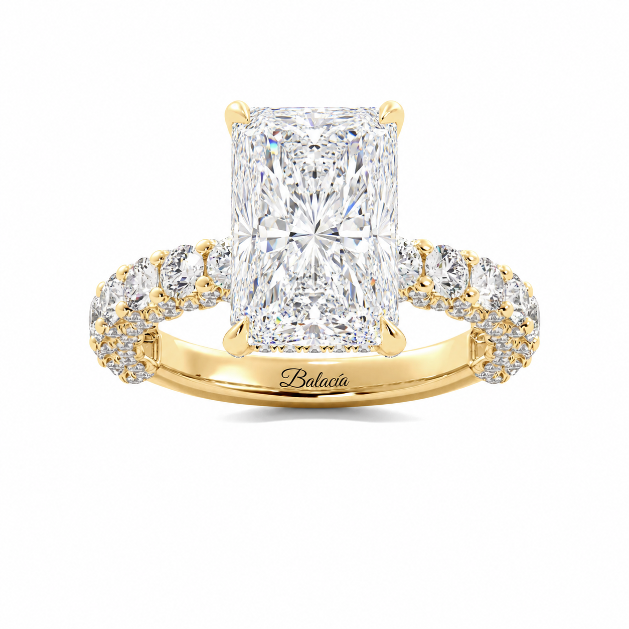 Radiant Cut Iced Out Diamond Engagement Ring gold