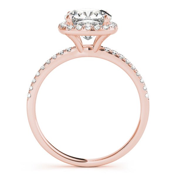 Rose Gold Cushion Cut Diamond Halo Engagement Ring Side