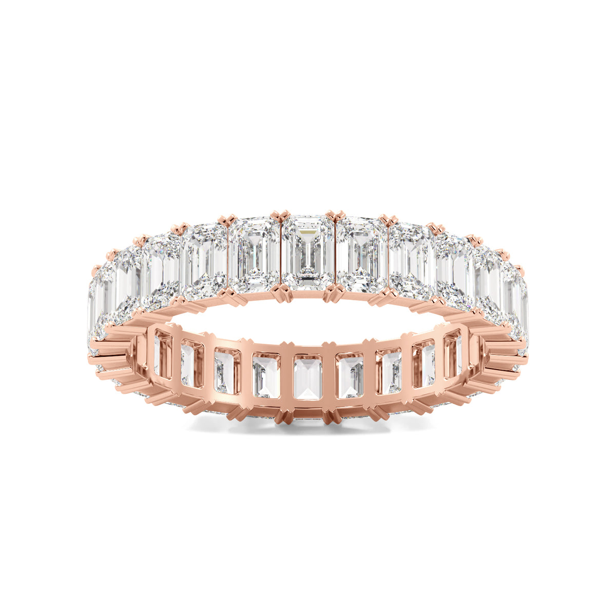 Rose Gold Emerald Cut Diamond Eternity Band