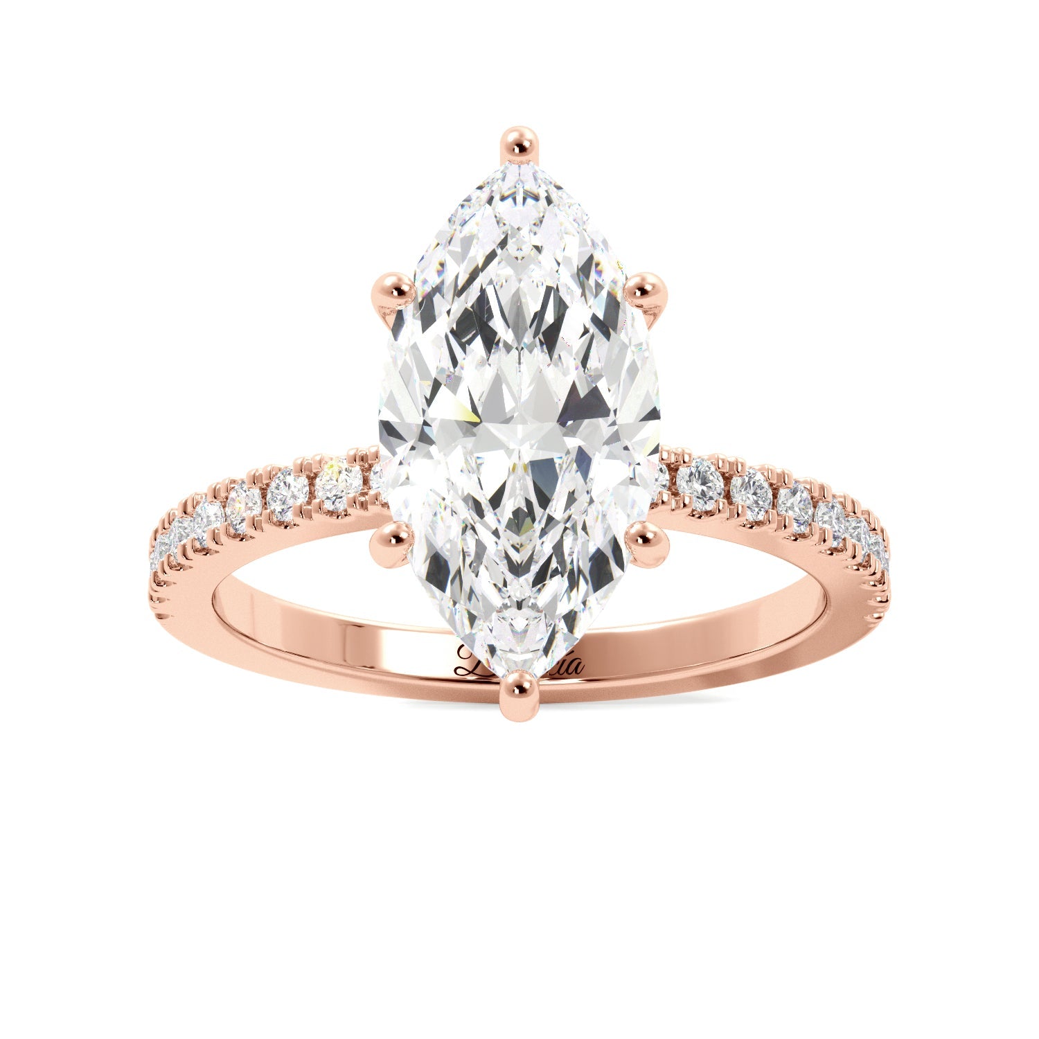Rose Gold Marquise Diamond Engagement Ring