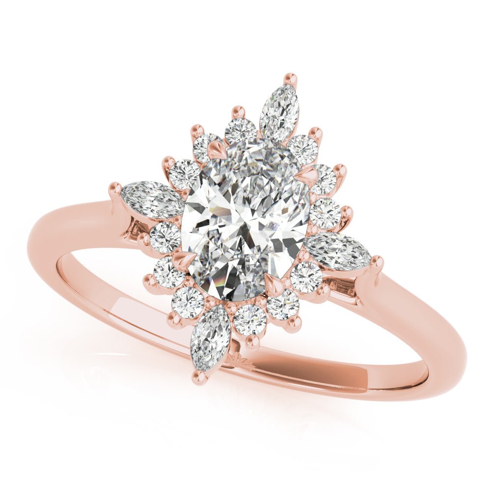 Rose Gold Oval Marquise Halo Engagement Ring