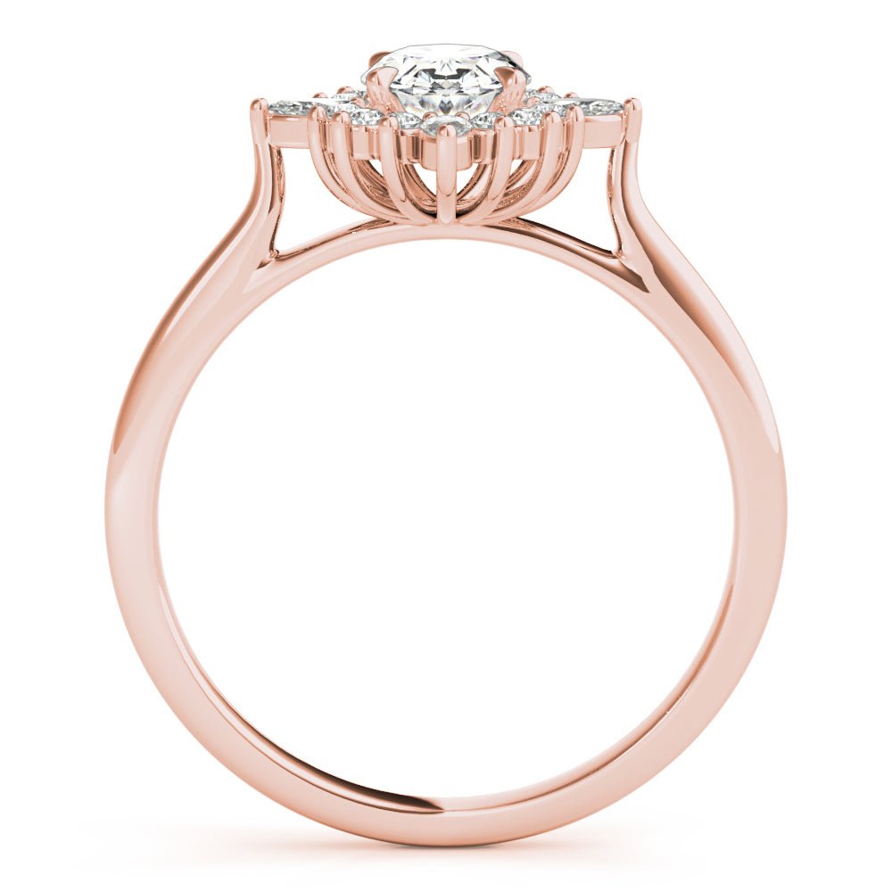 Rose Gold Oval Marquise Halo Engagement Ring