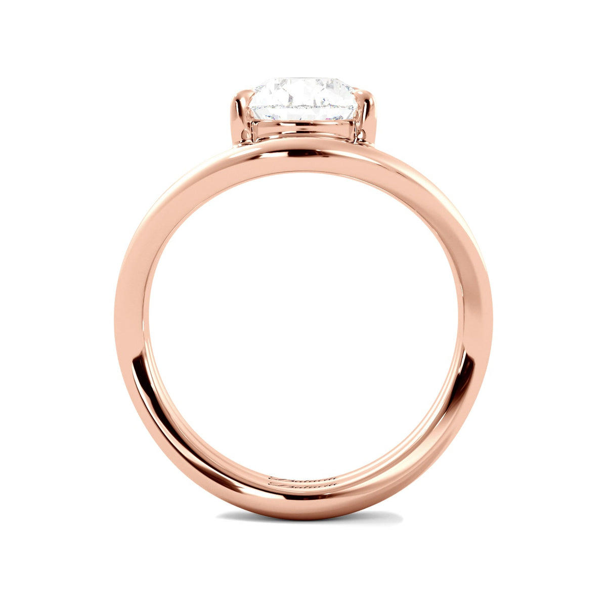 Rose Gold Pear Diamond Modern Curved Solitaire Engagement Ring Set Side View