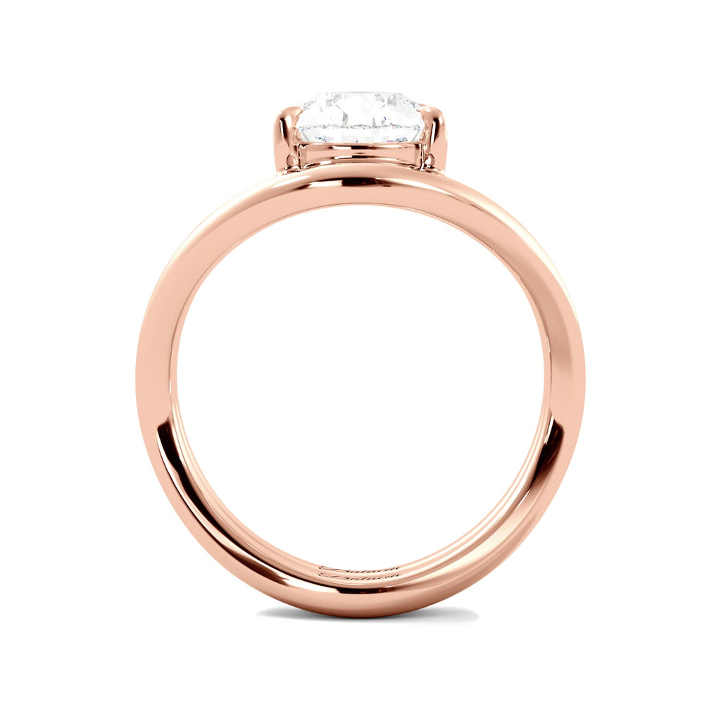Rose Gold Pear Diamond Modern Curved Solitaire Engagement Ring Set Side View