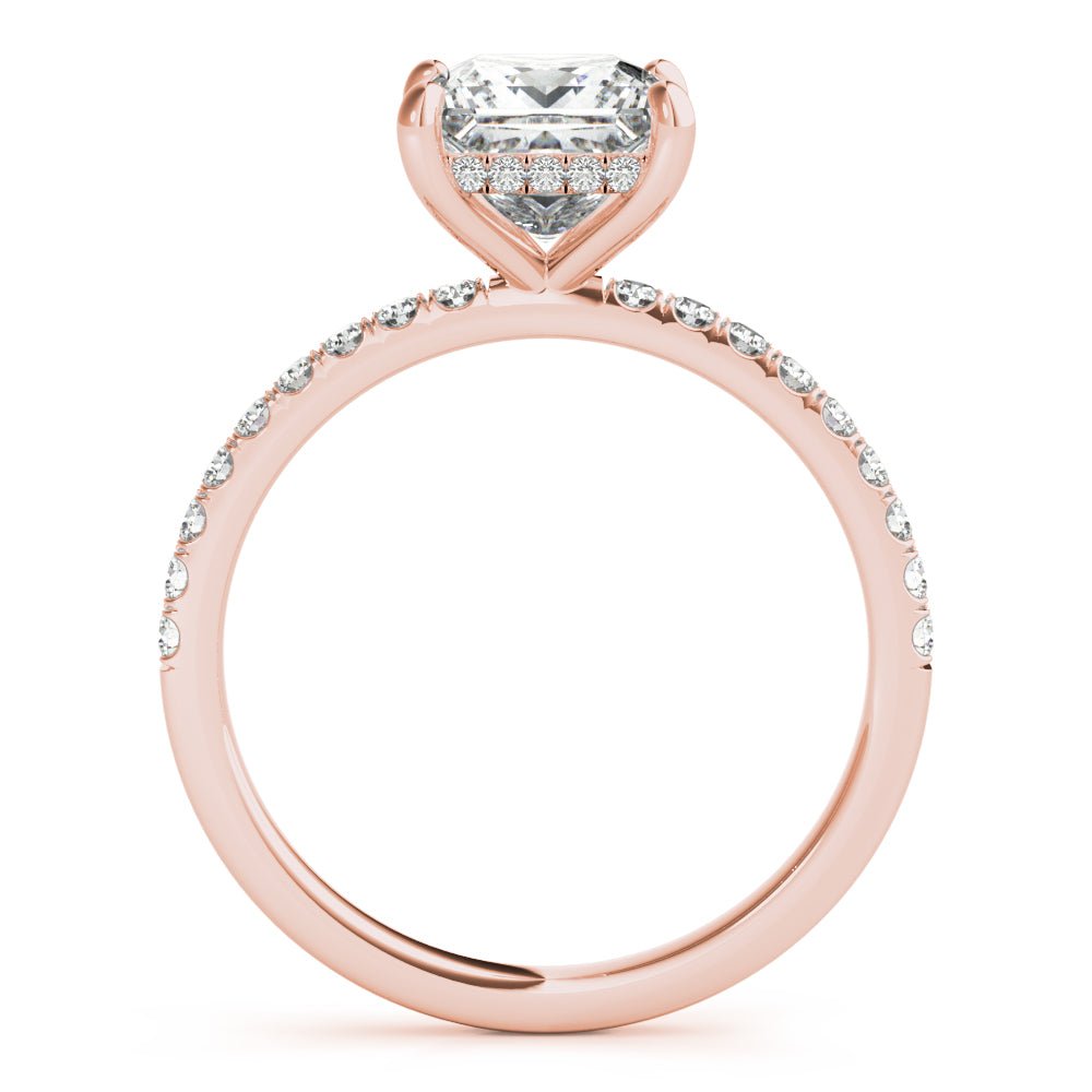 Rose Gold Princess Cut Hidden Halo Engagement Ring Side