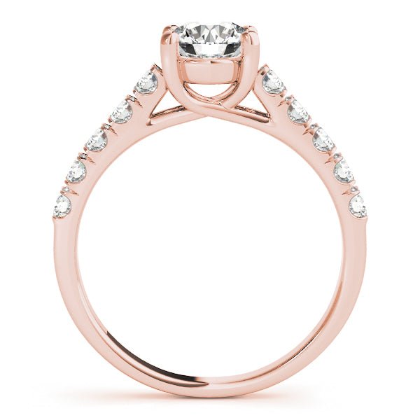 Rose Gold Round Diamond Cathedral Engagement Ring Side