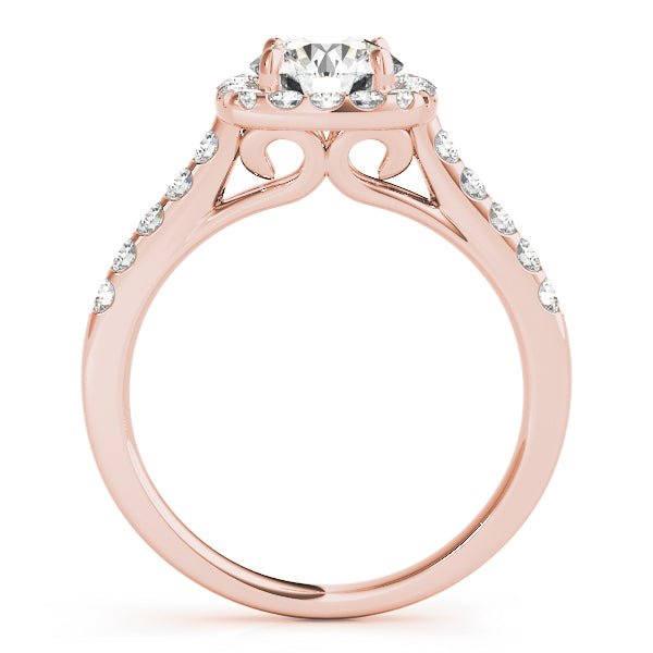 Rose Gold Round Diamond Cushion Halo Engagement Ring Side