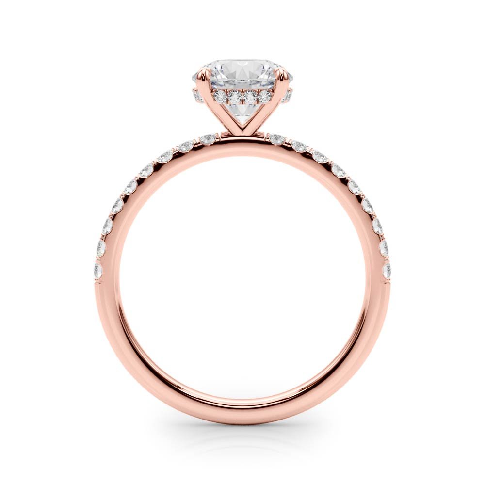 Rose Gold Round Diamond Hidden Halo Engagement Ring Side
