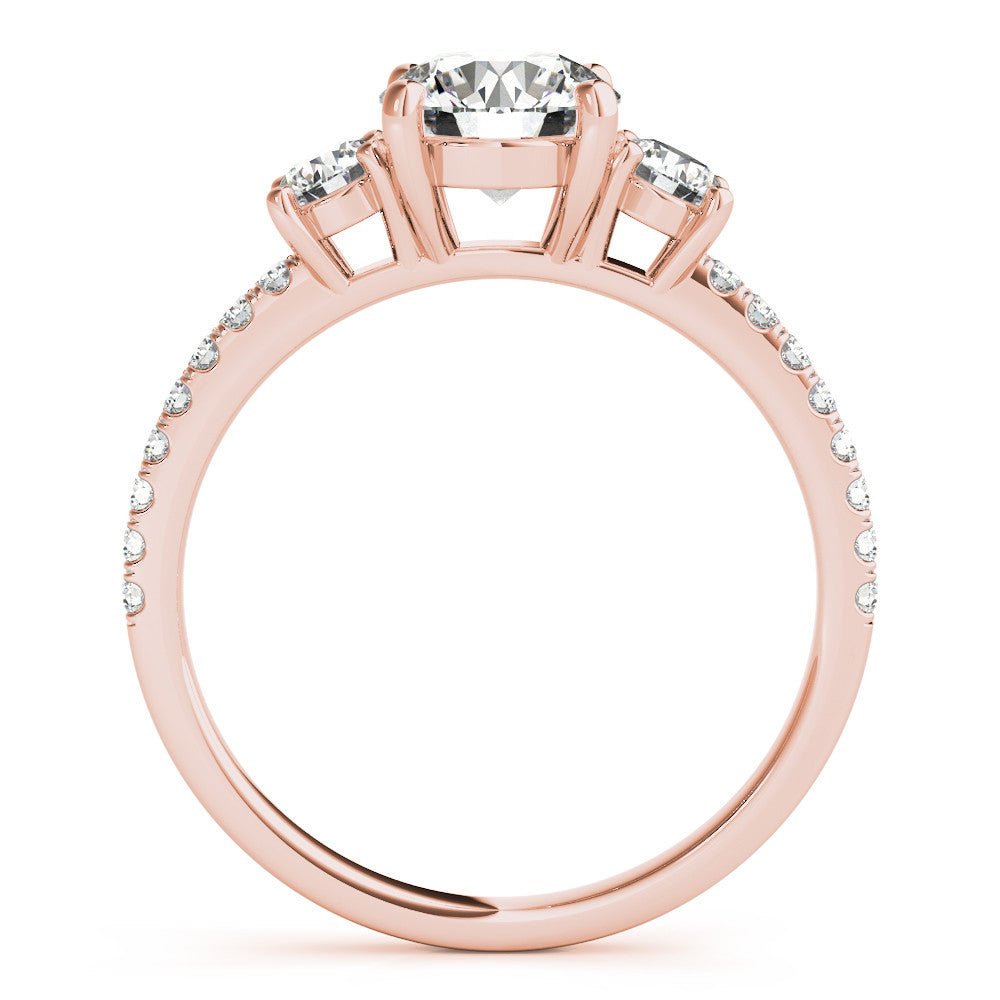 Rose Gold Round Three Stone Engagement Ring Side