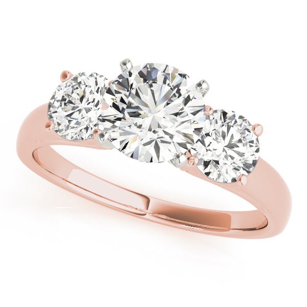 Rose Gold Round Three Stone Solitaire Engagement Ring