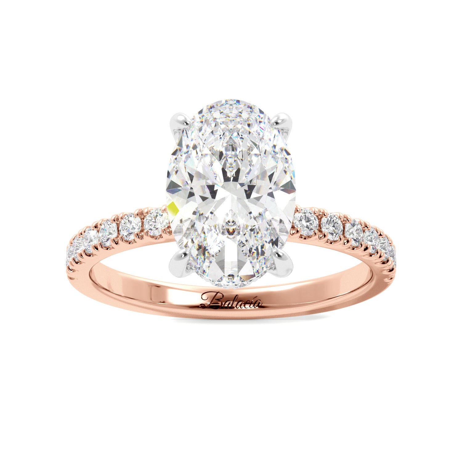 Rose Gold Two Toned Oval Diamond Engagement Ring