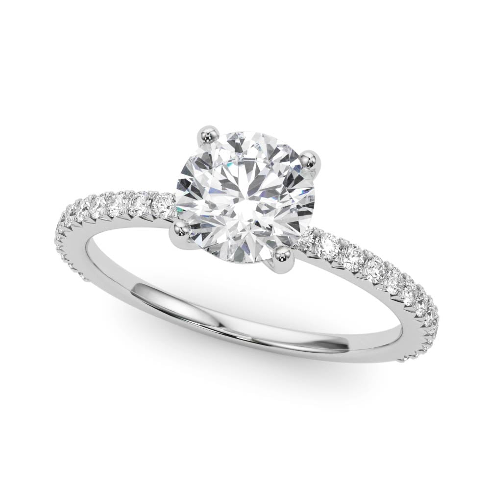 Round Cut Diamond Pavé Engagement Ring