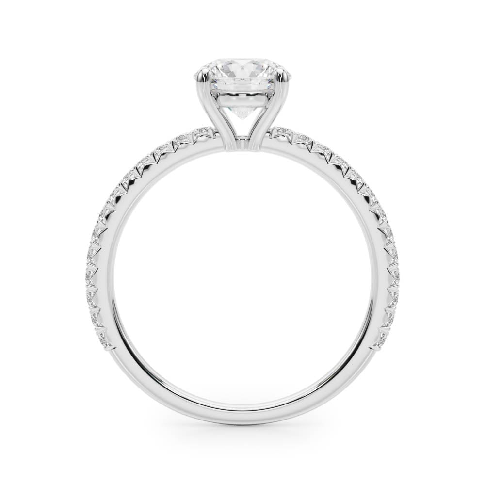 Round Cut Diamond Pavé Engagement Ring Side