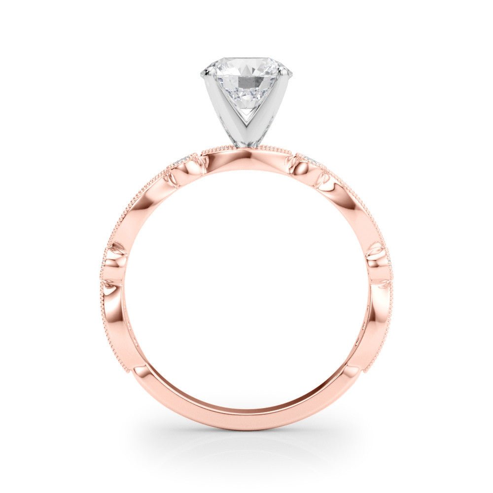 Round Diamond Engagement Ring Rose Gold Side