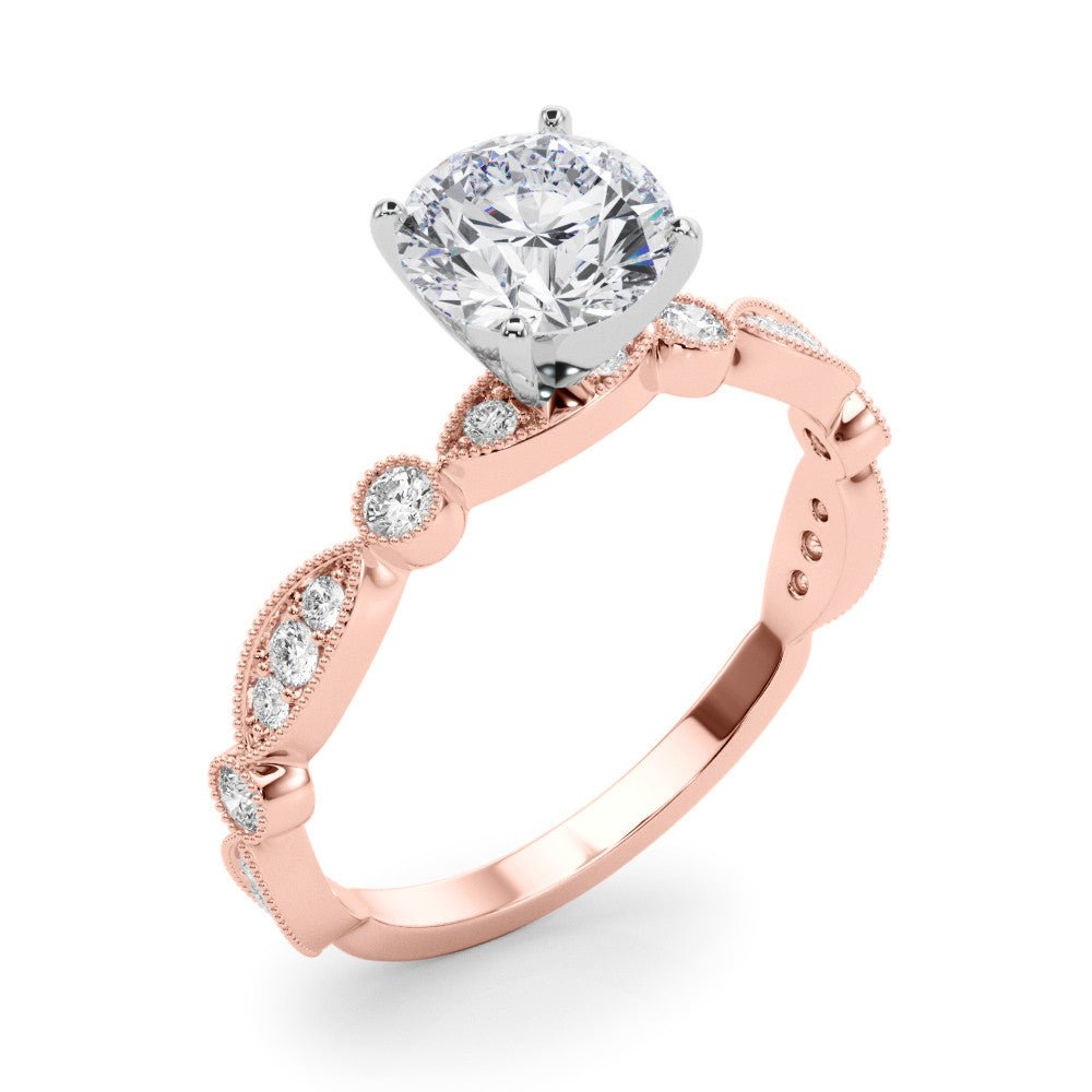 Round Diamond Engagement Ring Rose Gold Side View