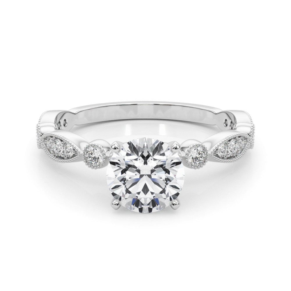 Round Diamond Engagement Ring White Gold 