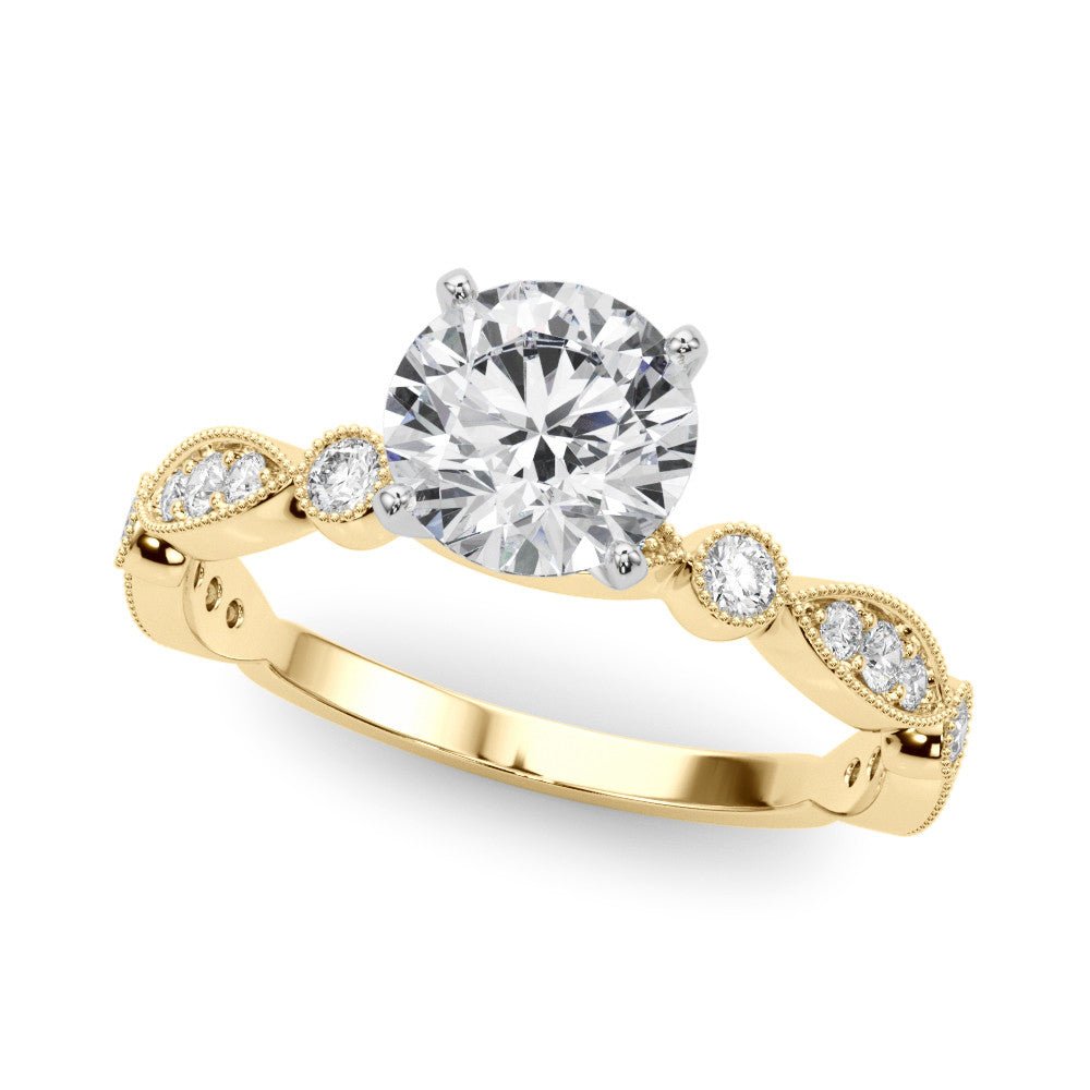 Round Diamond Engagement Ring Yellow Gold 