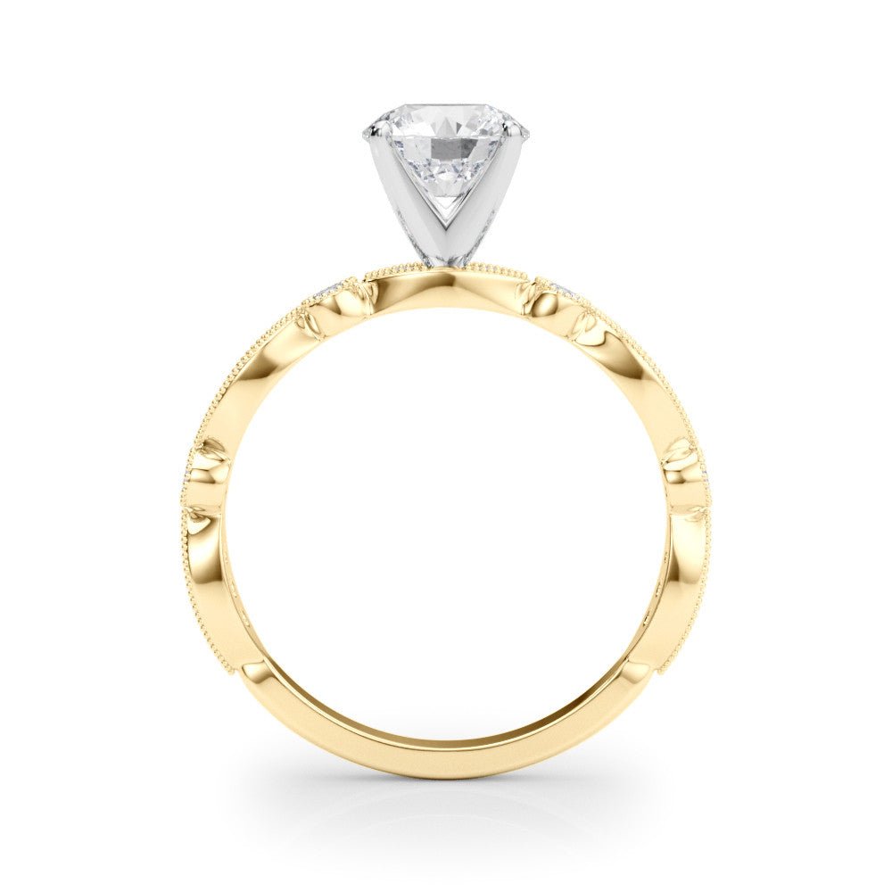 Round Diamond Engagement Ring Yellow Gold SIde