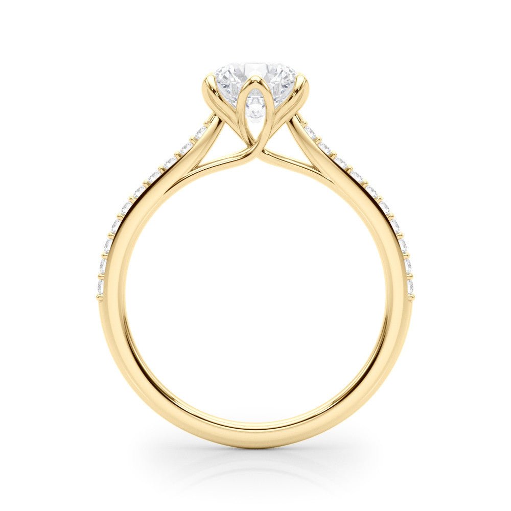 Round Diamond Floral Engagement Ring