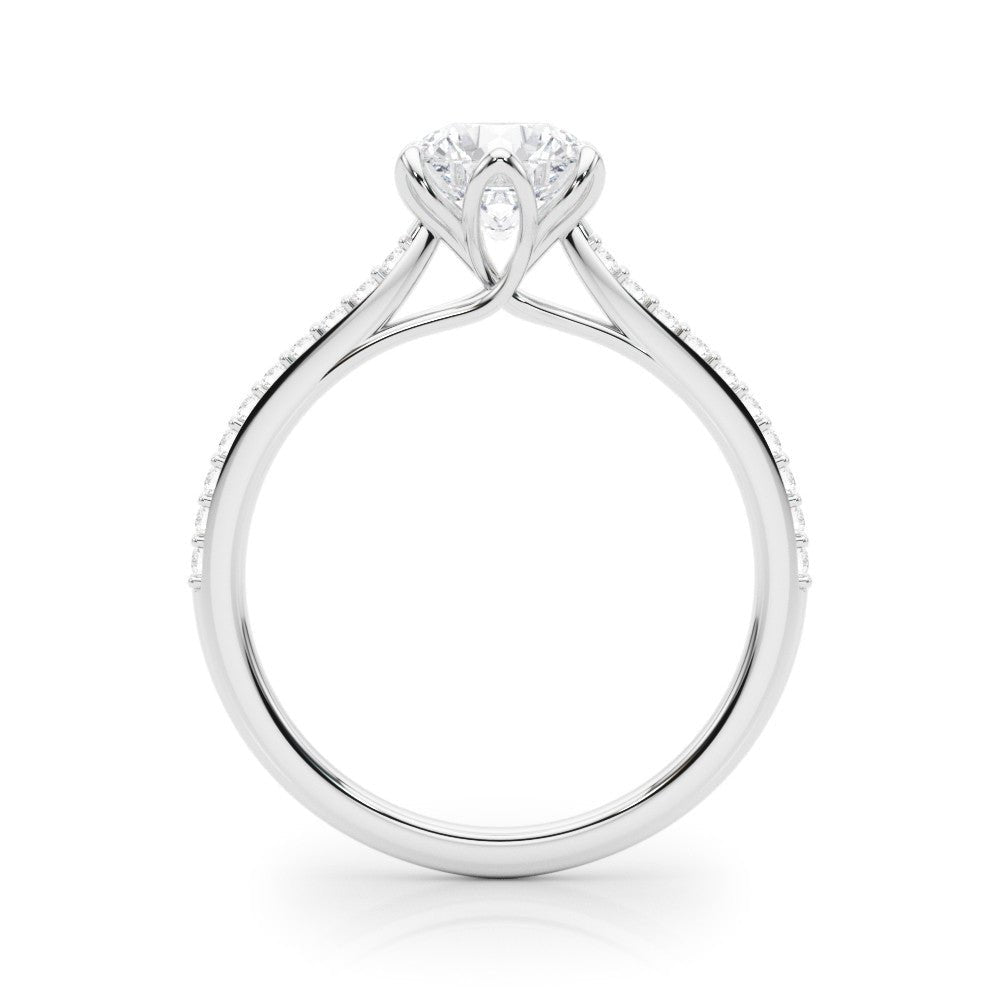 Round Diamond Floral Ring Side View