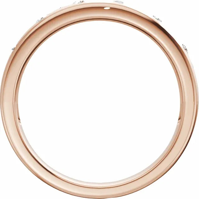 Round Diamond Gold Cigar Band Side View - Rose Gold
