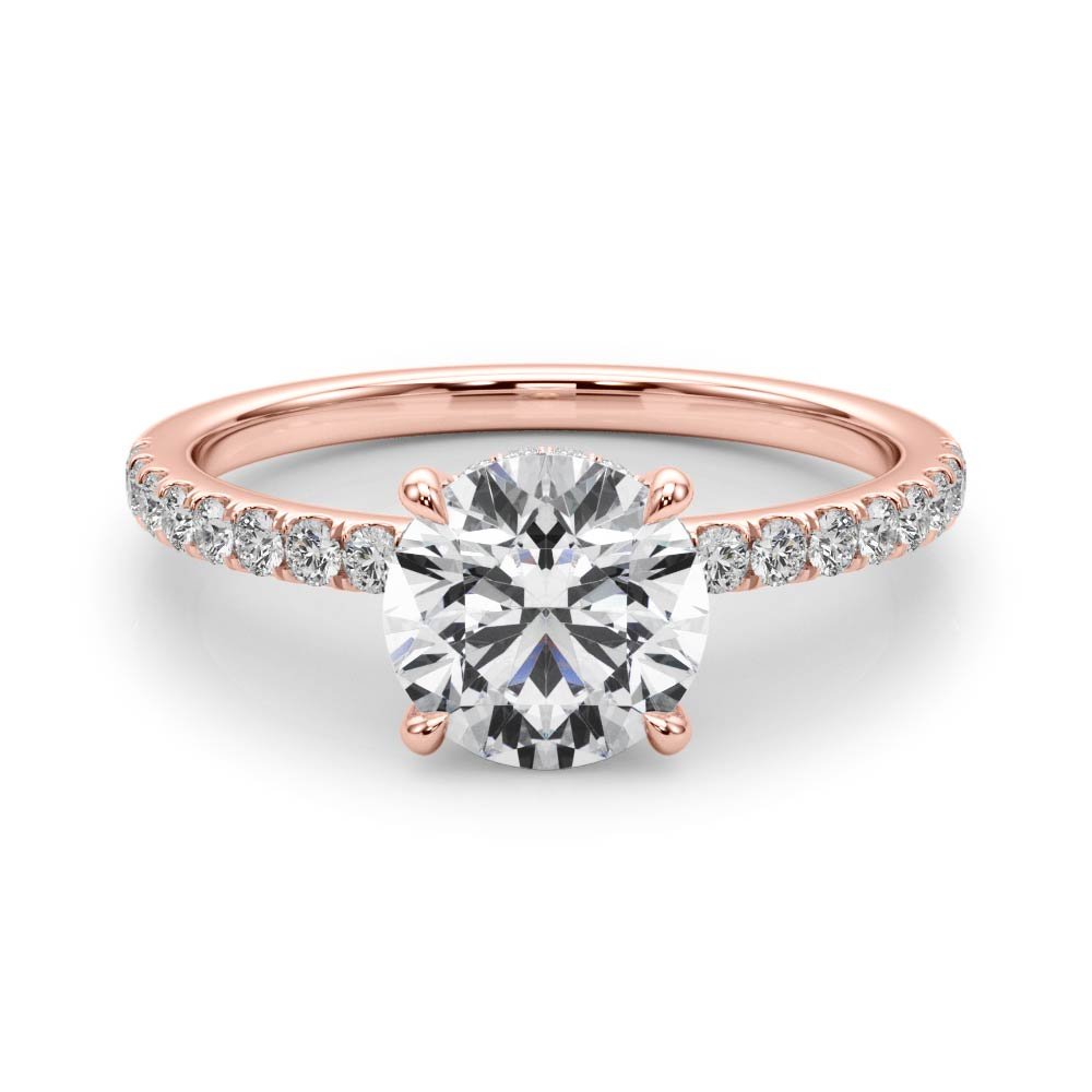 Round Diamond Hidden Halo Rose Gold Engagement Ring