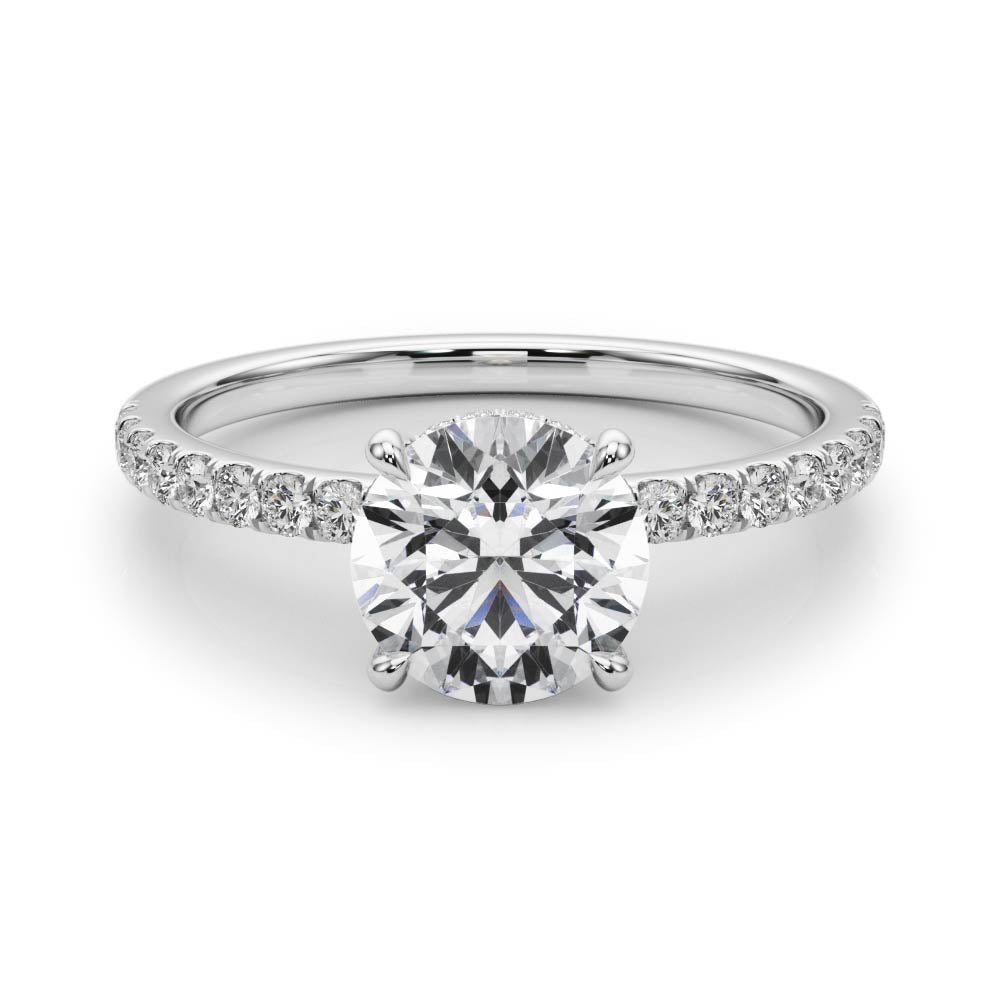Round Diamond Hidden Halo White Gold Engagement Ring