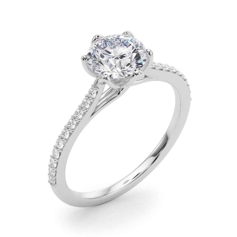 Round Diamond Petal Prongs Ring Side View