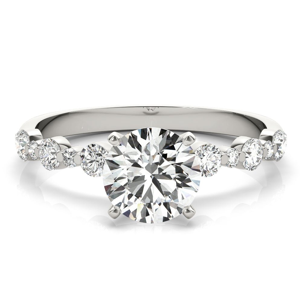 Round Diamond Single Prong White Gold Engagement Ring
