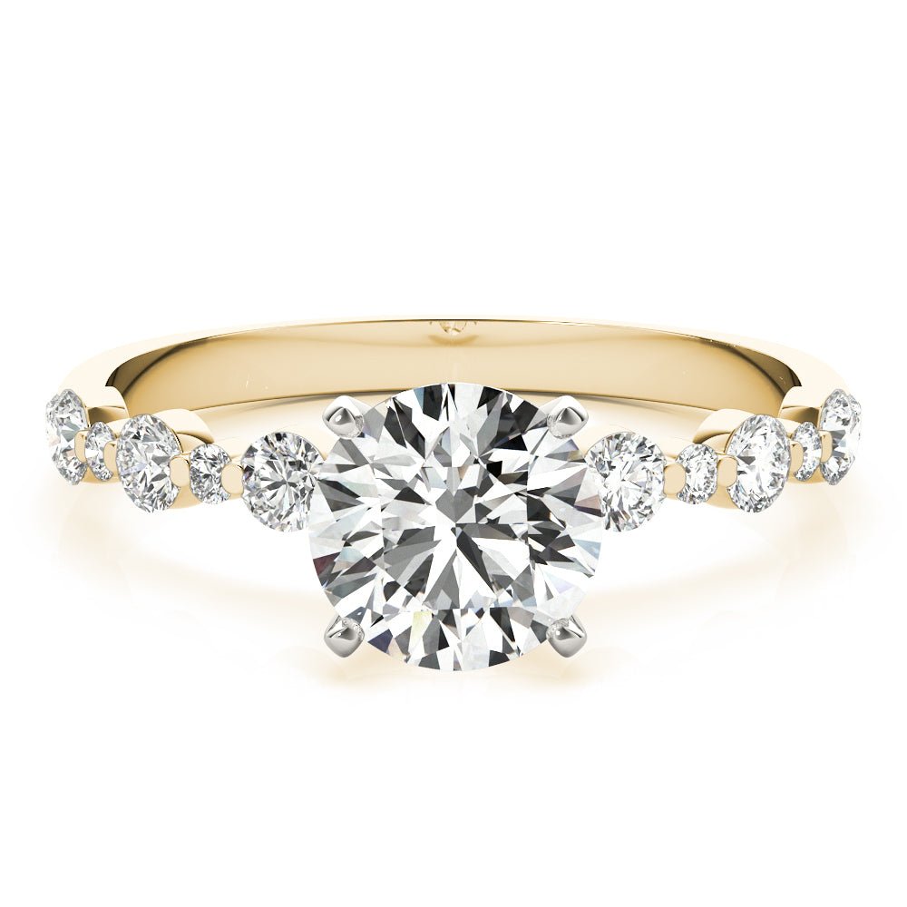 Round Diamond Single Prong Yellow Gold Engagement Ring