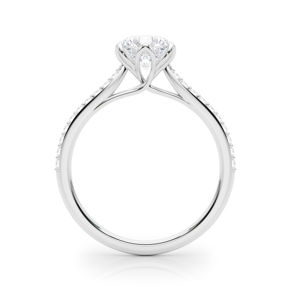 Round Diamond Petal Prongs Engagement Ring 