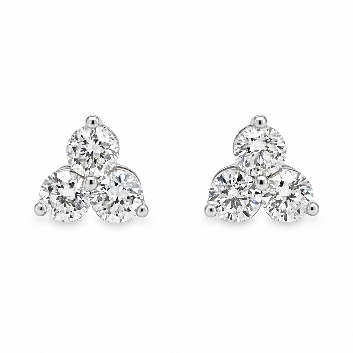 Round Diamond Trio Stud Earrings 