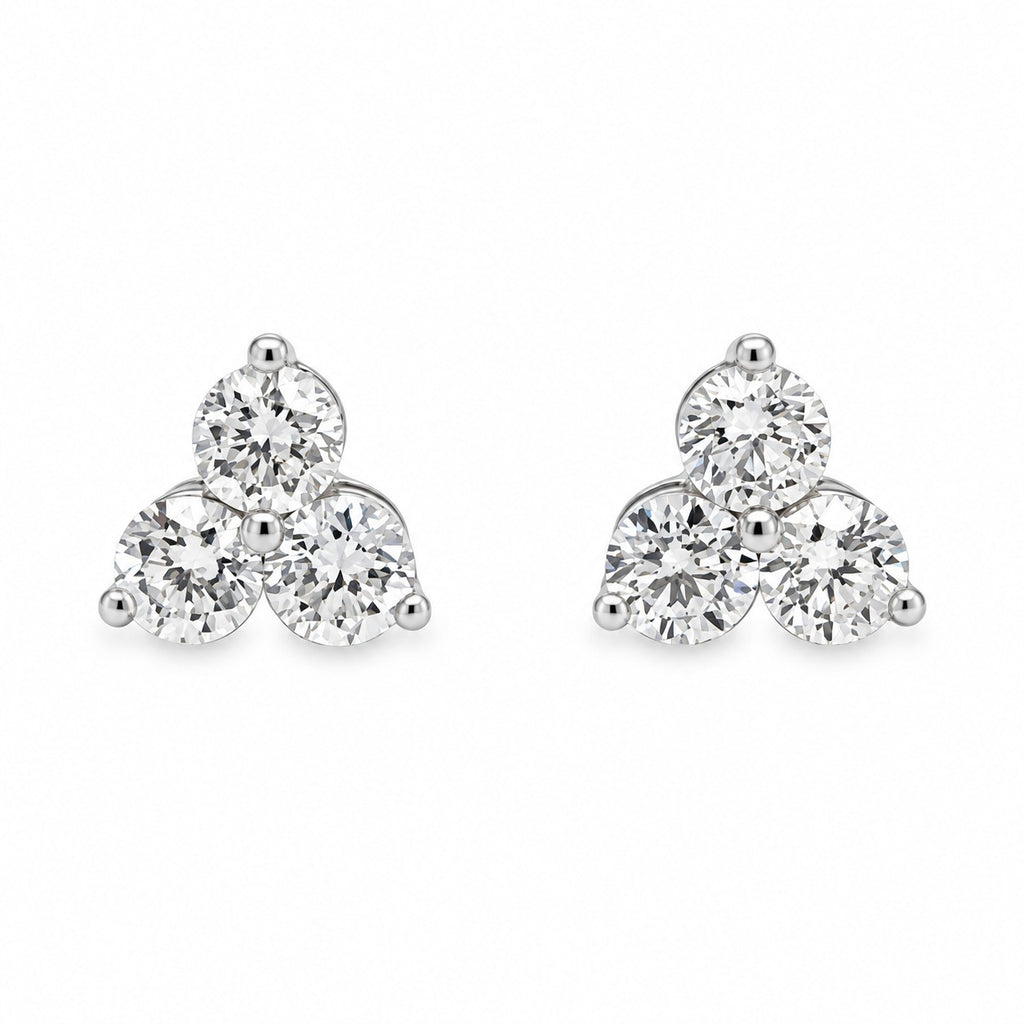 Round Diamond Trio Stud Earrings 