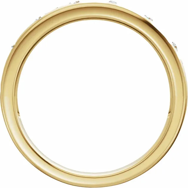 Round Natural Diamond Gold Cigar Band Side View