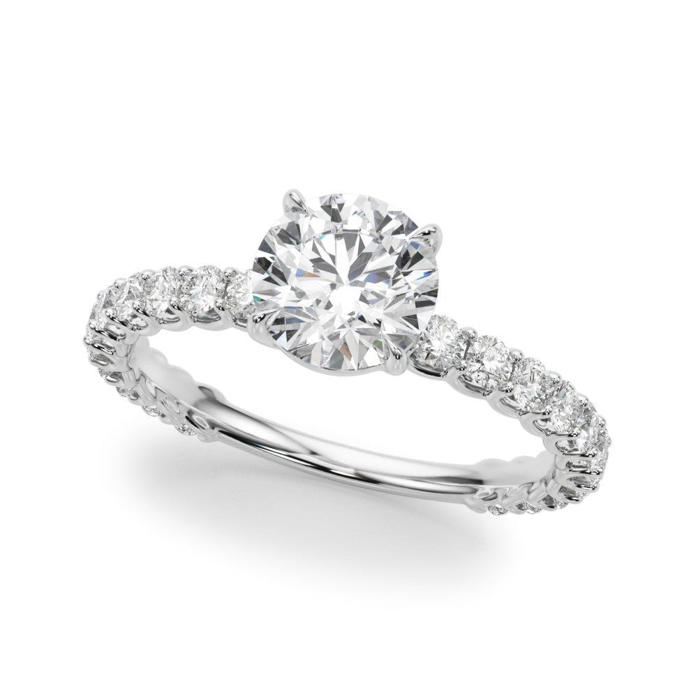 Round Shared Prong Engagement Ring