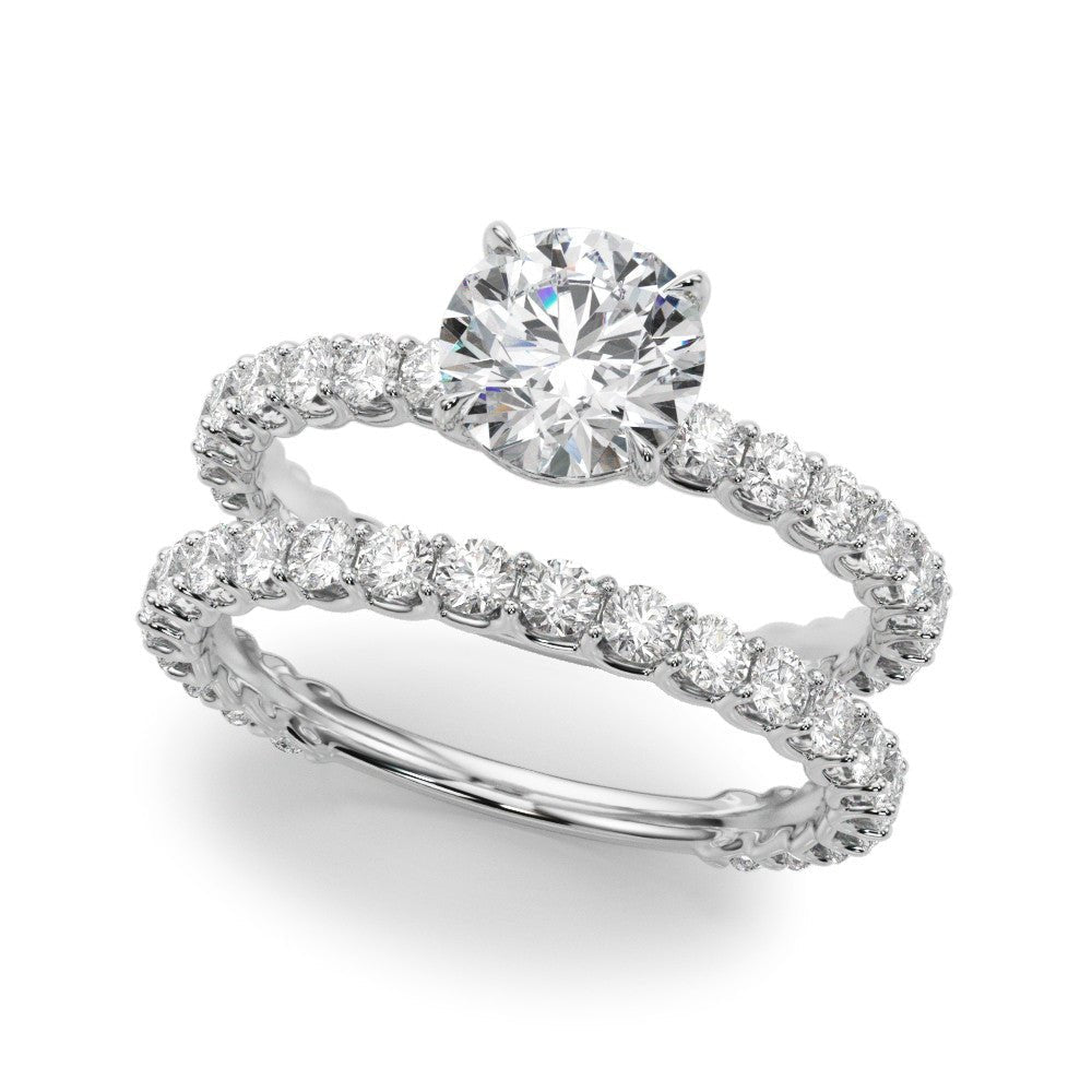 Round Shared Prong Engagement Ring &amp; Band