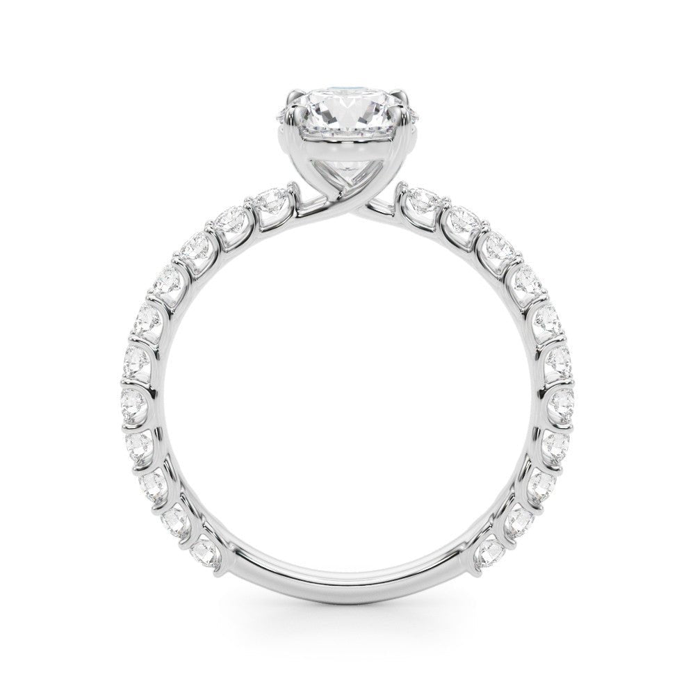 Round Shared Prong Engagement Ring Side View