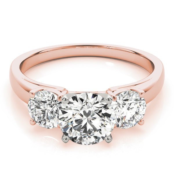 Round Three Stone Solitaire Rose Gold Engagement Ring