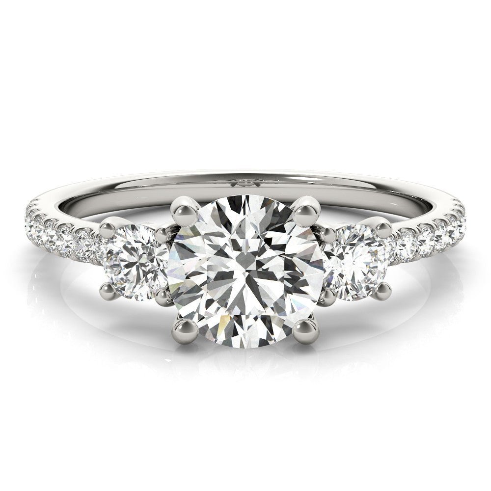 Round Three Stone White Gold Engagement Ring