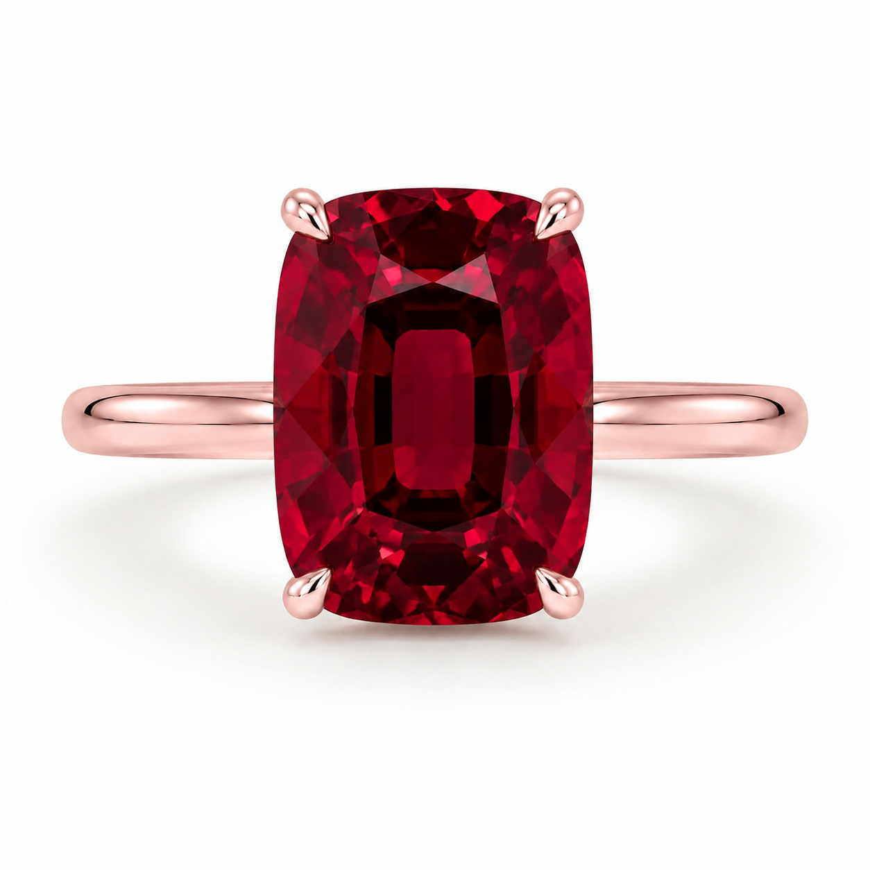 Ruby Elongated Cushion Cut Diamond Engagement Ring Rose Gold