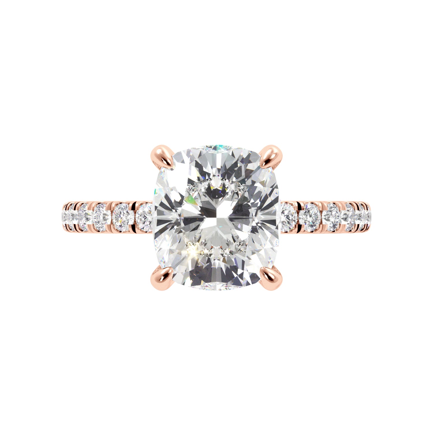 Cushion Cut 1/2 Eternity with Halo Engagement Ring