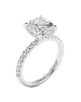 Cushion Cut 1/2 Eternity with Halo Engagement Ring