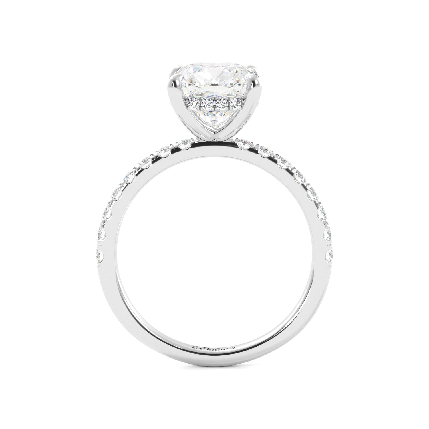 Cushion Cut 1/2 Eternity with Halo Engagement Ring