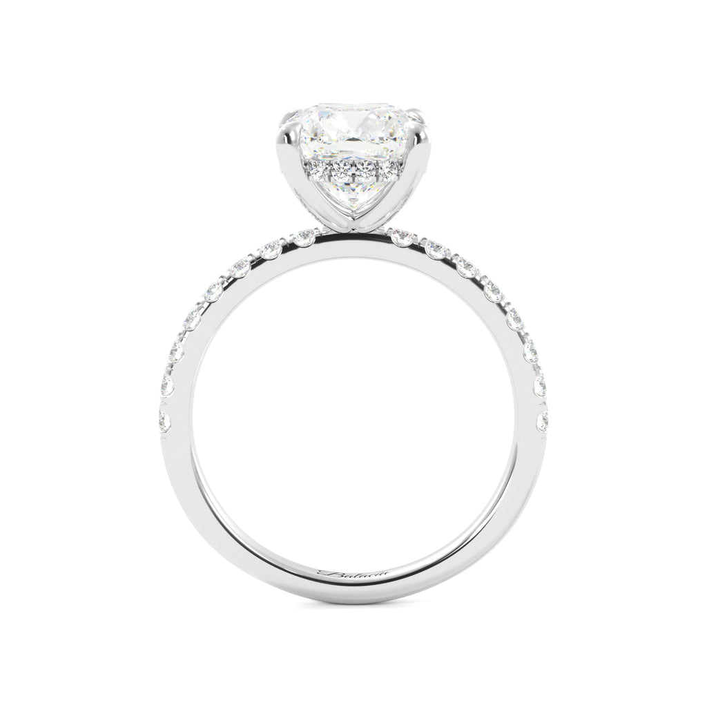 Cushion Cut 1/2 Eternity with Halo Engagement Ring