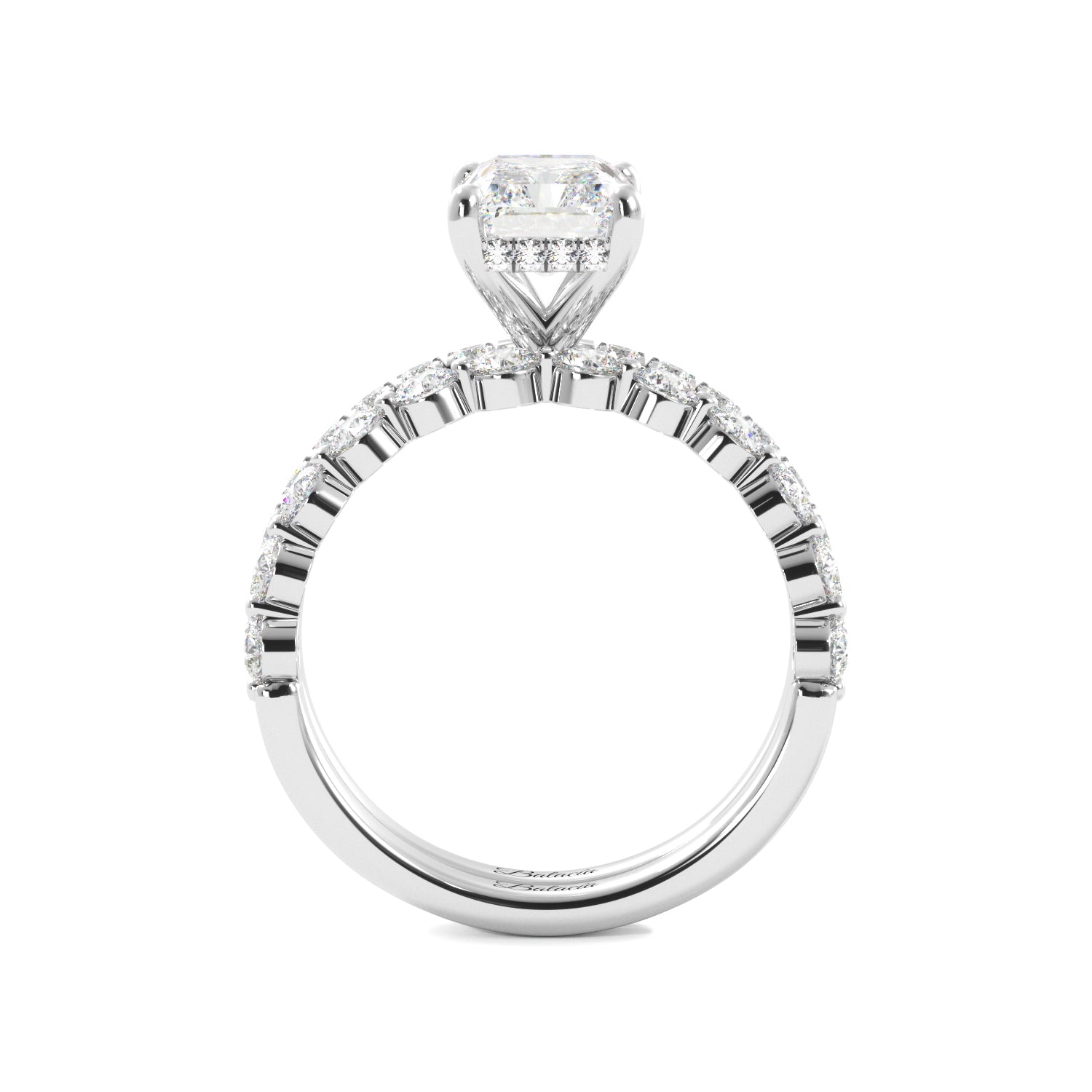 Radiant Cut 1/2 Eternity with Halo Engagement Ring Set